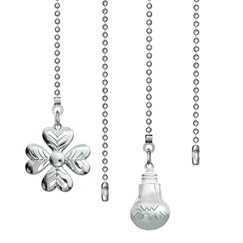 Image of Ceiling Fan Pull Chain 8 pcs 3mm Diameter Beaded Ball Fan pulls Decorative 13.9 Inches Fan Pulls with Connector (Nickel)