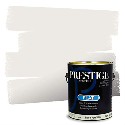 PRESTIGE Paints Exterior Paint and Primer In One, 1-Gallon, Flat, Comparable Match of Sherwin Williams* Snowbound*