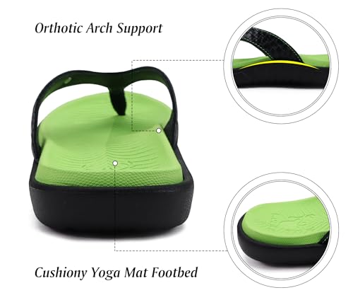 Image of KuaiLu Womens Flip Flops Arch Support Yoga Mat Cushioned Thong Sandals | Ladies Comfortable Walking Slides For Plantar Fasciitis Slip On Indoor Outdoor For Summer