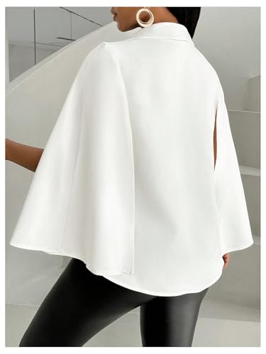 OYOANGLE Women's Cape Long Sleeve Cropped Blazer Jacket Open Front Solid Elegant Trendy Cardigan Coats2