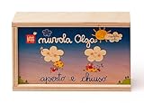 dida - gioco didattico degli opposti/contrari - aperto e chiuso con nuvola olga - 12 grandi tessere in scatola di legno disegnati da nicoletta costa. giochi educativi per bambine e bambini.