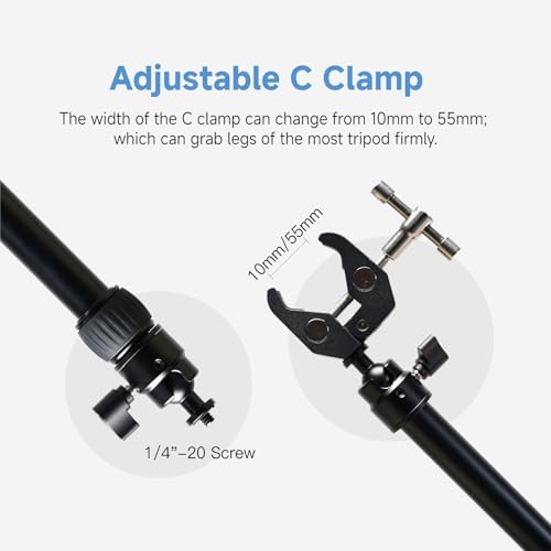 Image of Toprig Accsoon Camera Slider Support Arm (2 Pack) with C Clamps&Extendable Arms, Tripod stabilizer Support Rods, Aluminum Alloy Tripod Stability Arm for Motorized Camera Slider Stable Shooting-30inch