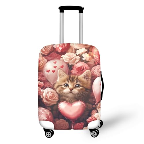 Housse valise XL chat gris protecteur en spandex élastique pour bagage moyen ou grand