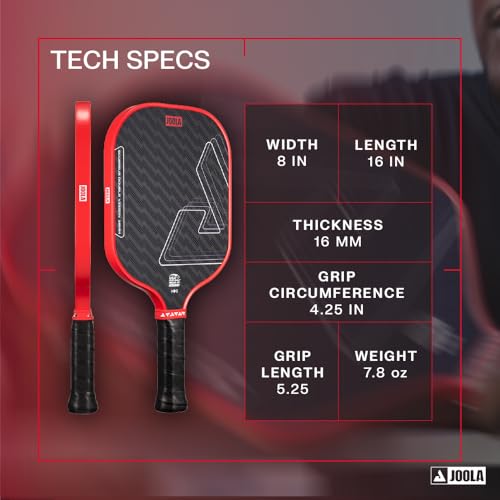 Image of JOOLA Double Vision 16mm Pickleball Paddle - Signature and Standard Shape - Aramid Surface for Softer Responsive Touch - SK Film for Reduce Vibration - USAP Approved - NFC Chip Enabled