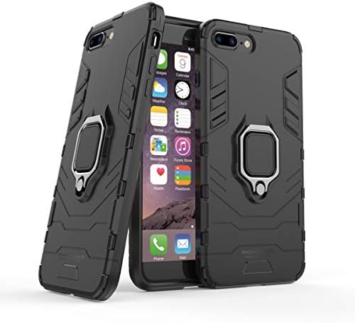 mondetech for iPhone 8 Plus/7 Plus Case, Slim Drop Protection with Ring Stand, Magnetic Holder Compatible, Outdoor Heavy Duty Shockproof Protective Cover for iPhone 8 Plus/7 Plus, Black