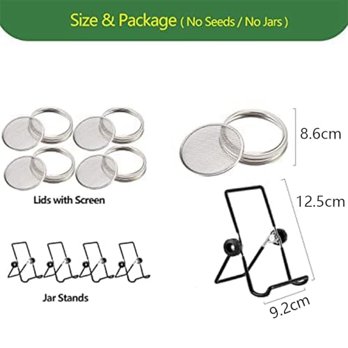 Kit de germinación de tarro con tapas de acero inoxidable de 86 mm pack de 8 4