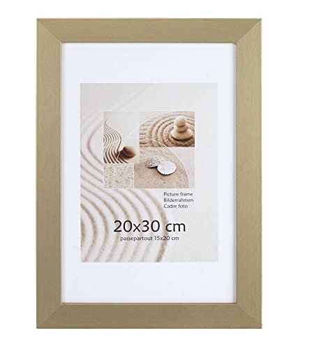 KM FOTO Bilderrahmen Holz Plexi Acryl Rahmen quadratisch Collage Wanddeko Poster S215: Farbe: Gold | Format: 20x20 Cover