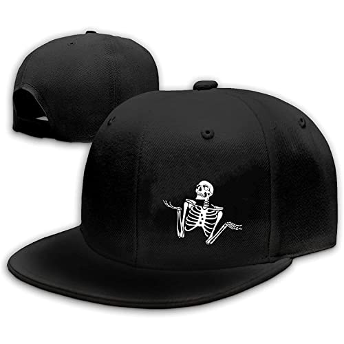 Tijeyi Snap Zaino Cappello per gli Uomini Skull Hat Snapback Cappelli Flat Bill Baseball Cap Scheletro Regolabile Mano Nero