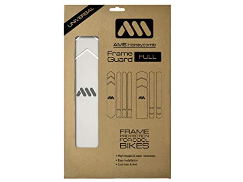 MTB Bike Frame Protector - Honeycomb 380 Microns PVC - Universal Guard for Downhill & Enduro - 18-Piece Set - Clear/Silver