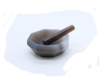 ID: 70MM 2.75 Lab Grinding Natural Agate Mortar and Pestle Set Standard Form Inner Diameter 70mm Inner Depth 20mm