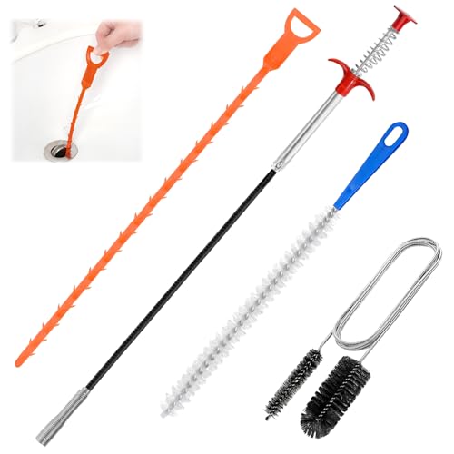 4 Piezas Pinza Desatascador,Cepillo de Limpieza para Desagüe,Destapar Tuberias de Desague para Cocina Fregadero Bañeras Lavabo