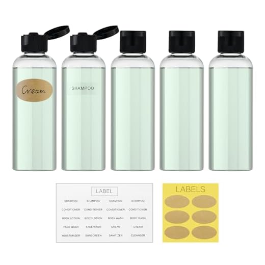 LISAPACK 3.4Oz Travel Bottles with Flip Cap (5 Pcs) Empty Transparent Dispenser Container for Travel Size Cosmetics (100ml, Clear)
