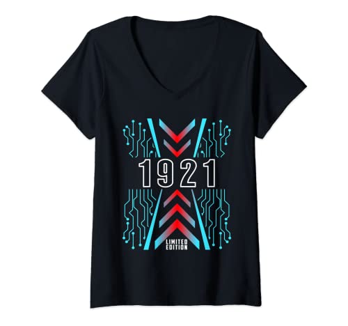 Mujer Cumpleaños 1921 Edición limitada Regalo Usado Gaming Vintage Camiseta Cuello V