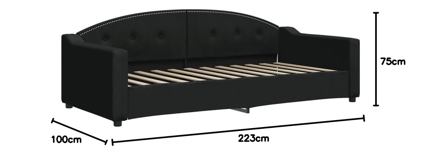 Refined Sofá Cama con colchón Tela Negro 90x200 cm