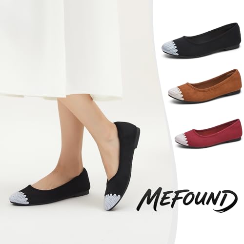 MEFOUND Women's Suede Ballet Flats Slip On Dress Shoes Black Scalloped US9 by MEFOUND - Used condition - Image 9