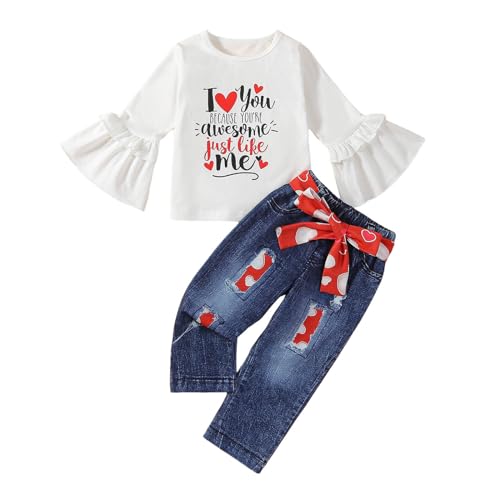 Conjunto de invierno para niños con pantalones y top manga larga de amor