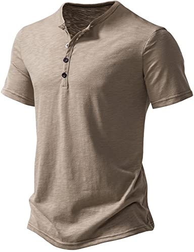 Men's Short Sleeve Henley Shirt Casual Stretchy Slim Fit T Shirt2