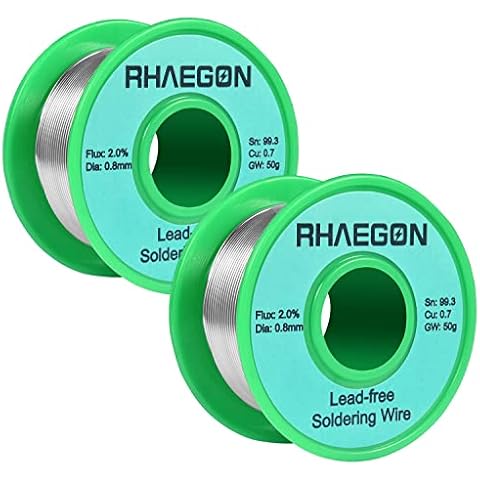 RHAEGON Solder Wire Lead Free Sn99.3% Cu0.7% with 2.0% Rosin Core for Electrical Soldering 0.8mm Diameter Net Weight 100g Cover