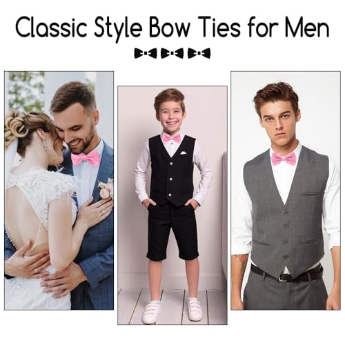 Image of Bow Ties for Men,Mens Bow Tie,Black Ties for Men,Black Tie Adjustable Solid Color Pre-tied for Boy Party Wedding