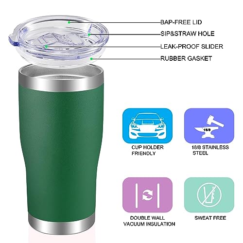 Image of VEGOND 20oz Tumbler Stainless Steel Tumbler Cup with Lid And Straw Vacuum Insulated Double Wall Travel Coffee Mug(dark green package 1)