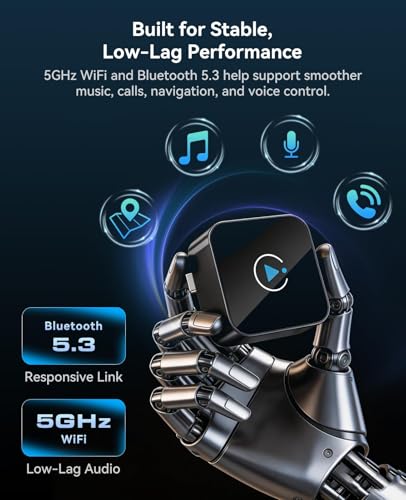 Image of Wireless CarPlay Adapter 2 in 1 2026 Upgraded for Factory Wired CarPlay, Car Play /Android Auto, Auto-Reconnect Wired to Wireless Dongle No-Lag, Plug-and-Play, 5GHz WiFi, Bluetooth 5.3 USB-A & USB-C