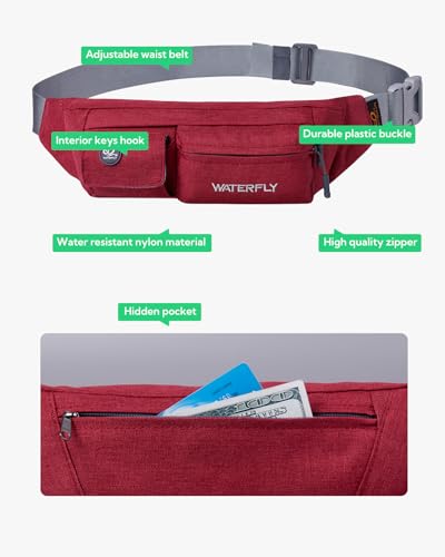 image for WATERFLY Fanny Pack Slim Soft Polyester Water Resistant Waist Bag Pack