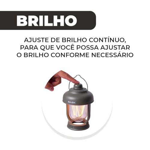 Lanterna Luminária Lampião LED Recarregável Portátil Estilo Retro Lamparina Recarregável Camping Bas