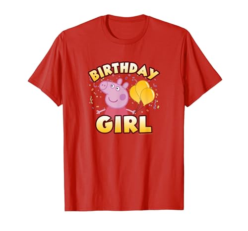 Peppa Pig Feliz Cumpleaños Girl Camiseta, Hombre, Rojo, XL