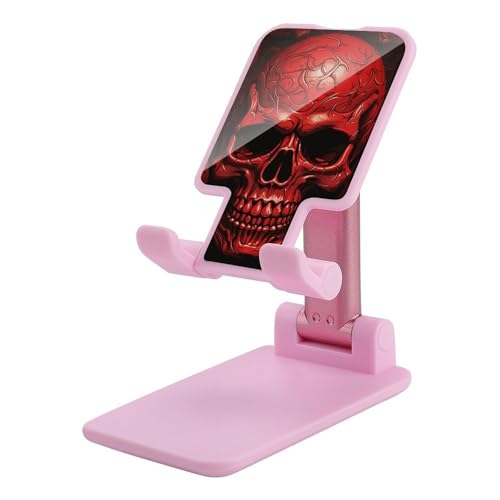 Support de téléphone pliable et réglable style crânes rouges pour bureau et table
