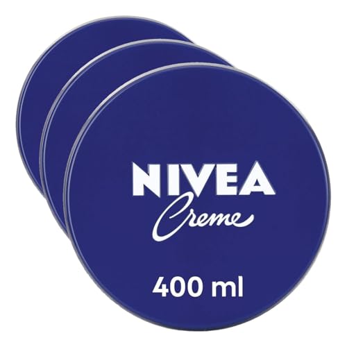 NIVEA Creme, Crema hidratante corporal y facial para toda la familia, Crema universal para una piel suave e hidratada, Crema multiusos, Sin fragancia, 400 ml (Paquete de 3)