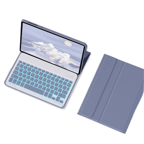 Teclado retroiluminado Huawei MatePad 11.5S funda morada para estudiar