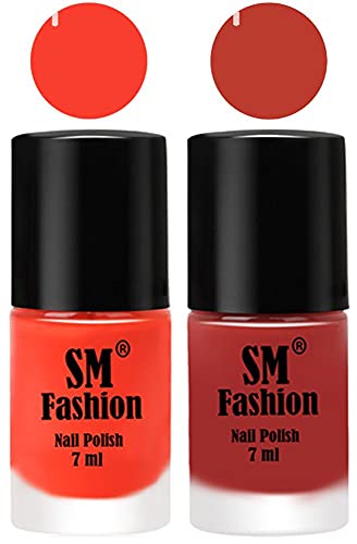 Image of Long Lasting Nail Polish | Nail Paint Combo 7 ml Each) - Set of 2 Light Orange-Dark Peach