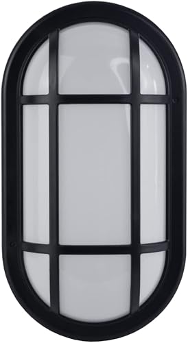 SINCELIGHT Lámpara LED ovalada para montaje en pared y techo, difusor de ópalo, impermeable IP65 para uso en interiores o exteriores, 15 W, blanco