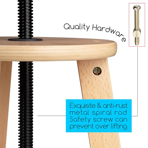 Meeden MTDZ002 Wooden Drafting Stool With Adjustable Height, Artist Stool,Office Studio Stool, Up To 220 Lbs,German Beech Wood thumb #5