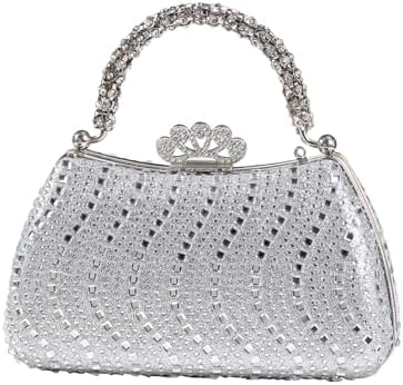 Dreubea Womens Shiny Tote Evening Bag Fashion Rhinestone Decrated Handbag