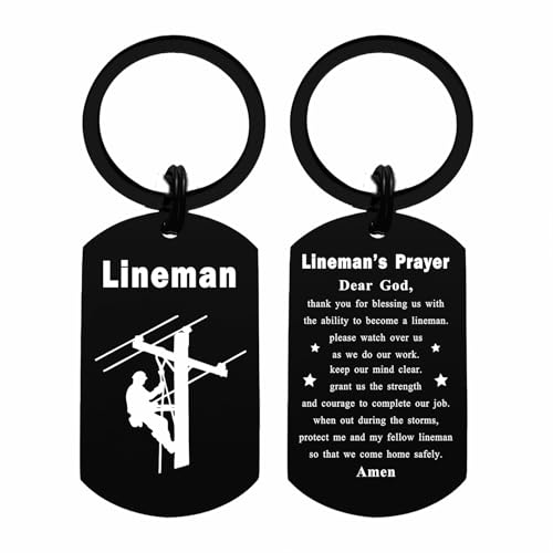 Viayen Lineman Gifts for Men Him - Lineman Birthday Christmas Keychain - Gift for Lineman Valentines Father's Day Xmas Stuff, Lineman, 2*1.1Inch