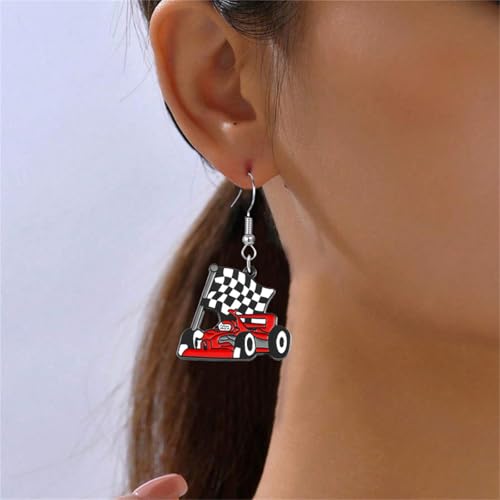 coadipress Checkered Flag Earrings Racing Earrings for Women Charm Black and White Checkered Jewelry Race Day Gifts for Racers Racing Fans2