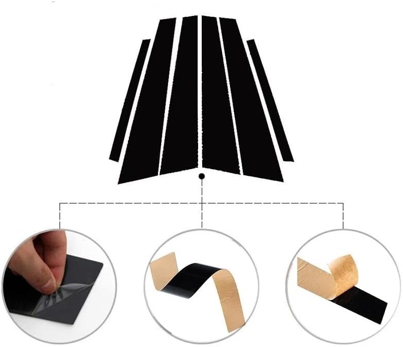 に適合する C-クラス W203 2001-2007 6個入り 光沢のある黒のピラーポスト ドア ウィンドウ トリム デコレーター