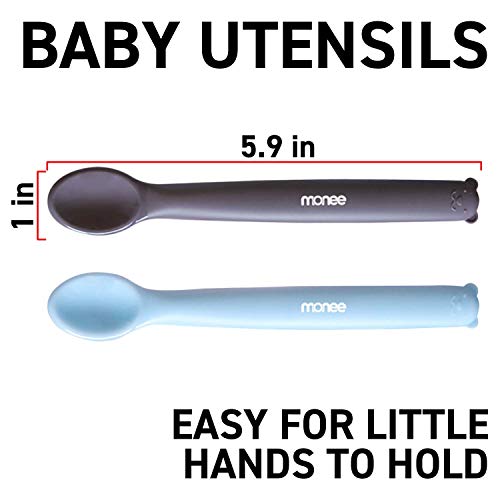 Korean Made Platinum Silicone 2 in 1 Baby Spoons with Teethers - Flip the handle for fast sensory relief while feeding - Thumbnail 4
