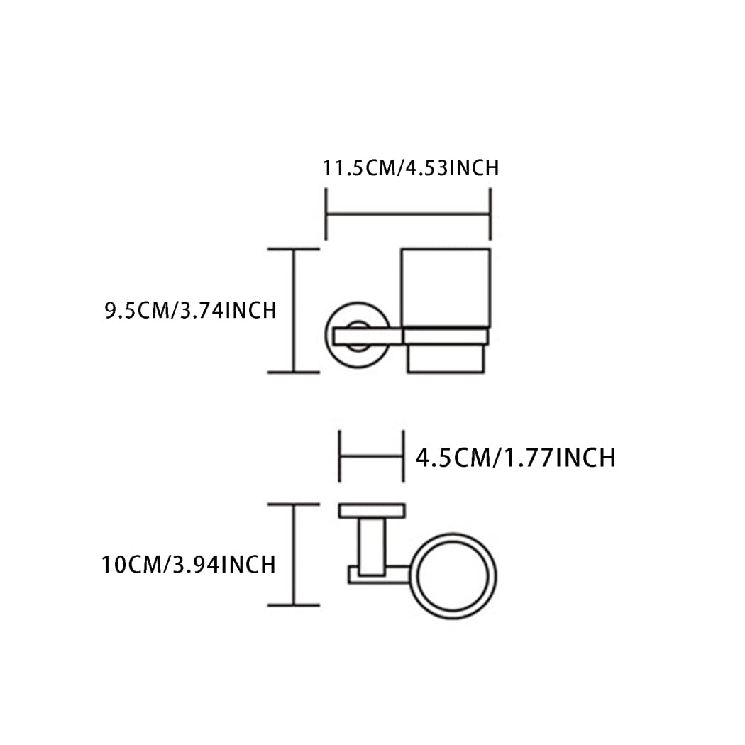 WRIST Zahnbürstenhalter, Edelstahl-Zahnbürstenhalter Mit Milchglasbecher, Wandmontage, Gebürsteter Zahnbürstenbecherhalter Für Die Aufbewahrung Im Badezimmer,B