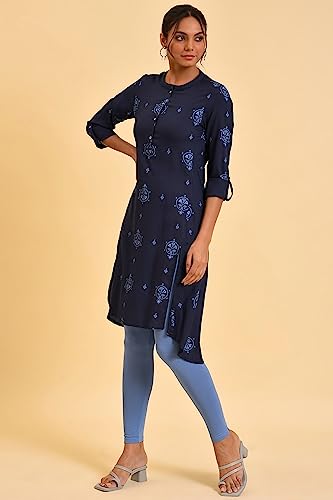 Image of W for Woman Women's Viscose Regular Fit Printed Kurta