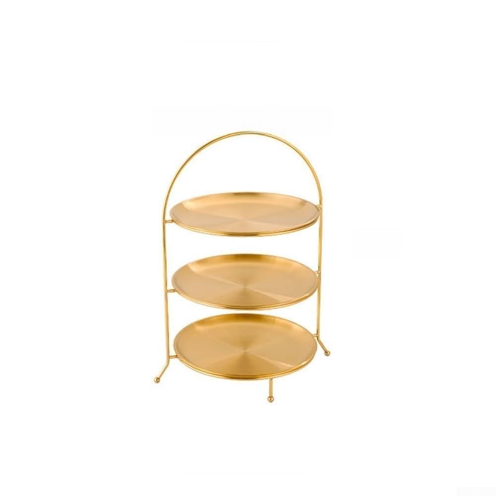 Soporte para tartas de acero inoxidable de 3 niveles, 35 cm, resistente al óxido (dorado) | Acero 304 apto para uso alimentario, resistente a la corrosión, diseño de 3 niveles, 35 cm de altura, uso en fiestas de boda