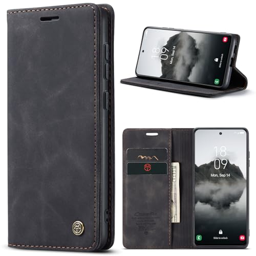 Azororo Cover per Samsung Galaxy S24 5G, Premium PU Pelle Custodia, Magnetica Carta Fessura Portafoglio Case, Flip Cavalletto Custodia per Samsung Galaxy S24- Nero