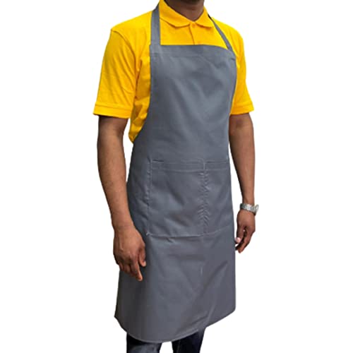 Chiusura: Coulisse Italbangla Textile Grembiule da Cuoco, Unisex, Resistente, Comodo con Tasca Frontale, Lavabile per Cucinare, Cucina, Bar, Ristorante, Macelleria e Catering (Gray)