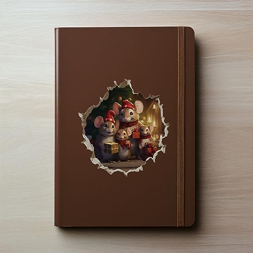 Vinilo decorativo con efecto 3D de ratones navideños miniatura 3