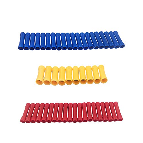 JABINCO 50pcs 10-22AWG Assorted Butt Splice Crimp Connectors, Insulated Electrical Straight Wire Terminal Connectors