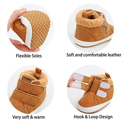 Cosankim Baby Booties Baby Girl Shoes Winter Warm Fur Lining Non-Slip Lace Up Newborn Boots Infant Toddler First Walker Crib Shoes(6-12 Months Infant 01 Green) #TOP4