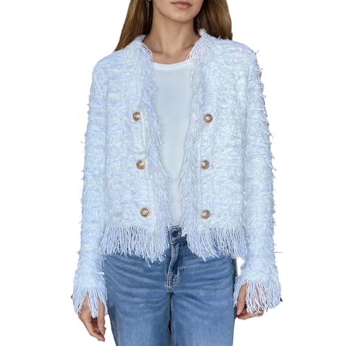 Gefomuofe Abrigo corto para mujer, frente abierto, de piel sintética, abrigo de piel sintética, abrigo de otoño e invierno, ropa de abrigo de manga larga, chaqueta de punto para moto, chaqueta de