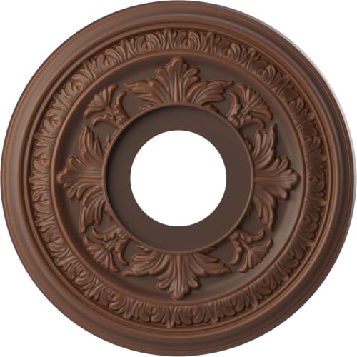 Image of Ekena Millwork CMP13BADRU Baltimore Thermoformed PVC Ceiling Medallion (Fits Canopies up to 5 1 /4 inch), 13 inchOD x 3 1 /2 inchID x 3 /4 inchP, Universal Aged Metallic Rust