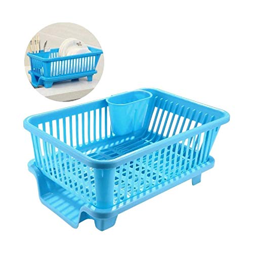 Image of E-COSMOS Stainless Steel Dish Drying Rack & Basket Drainer - Stylish Kitchen Utensil Stand for Efficient Drying /Bartan Stand / (Stainless Steel) (Plastic)